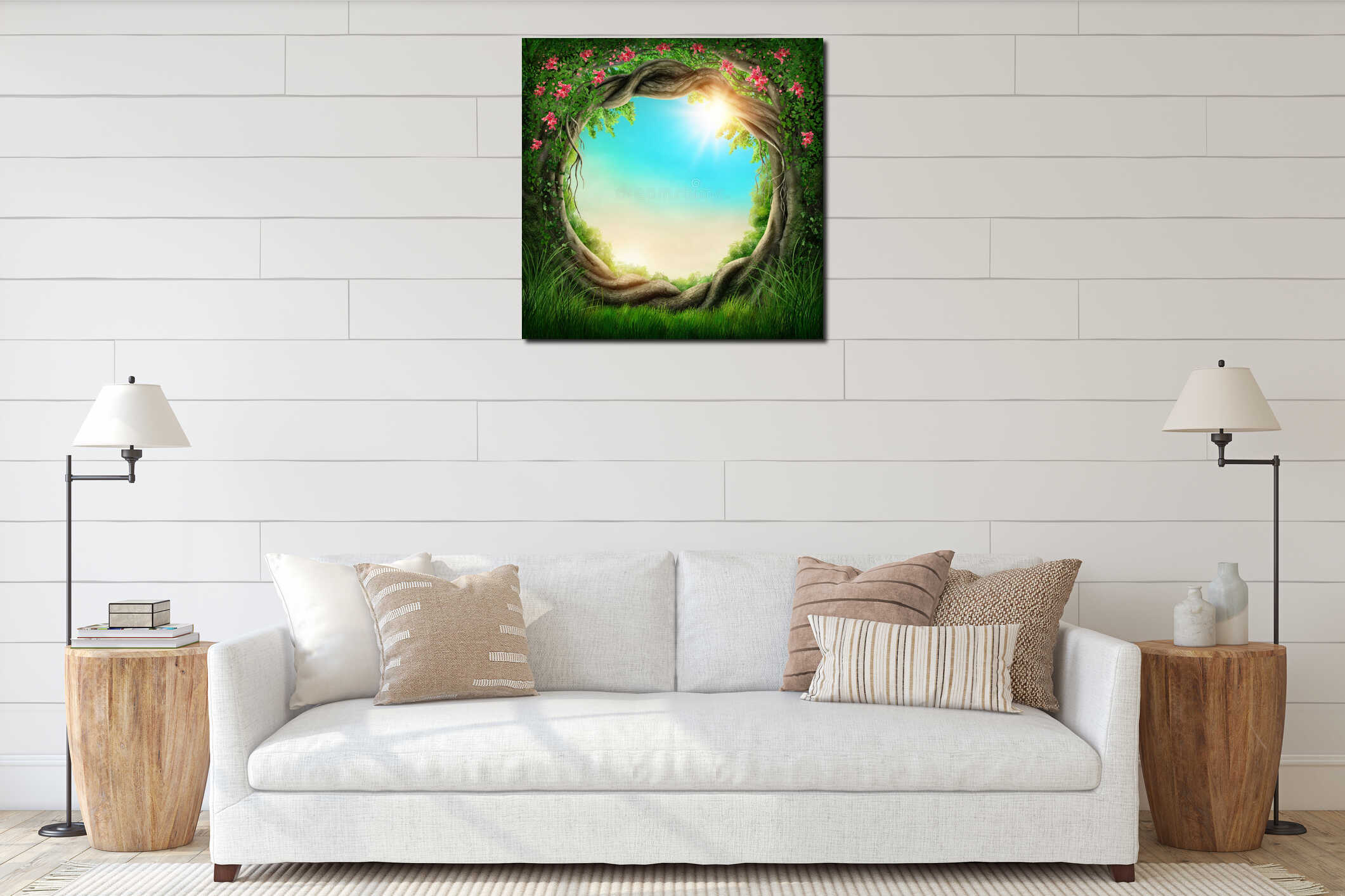 Canvas hanging interior mockup