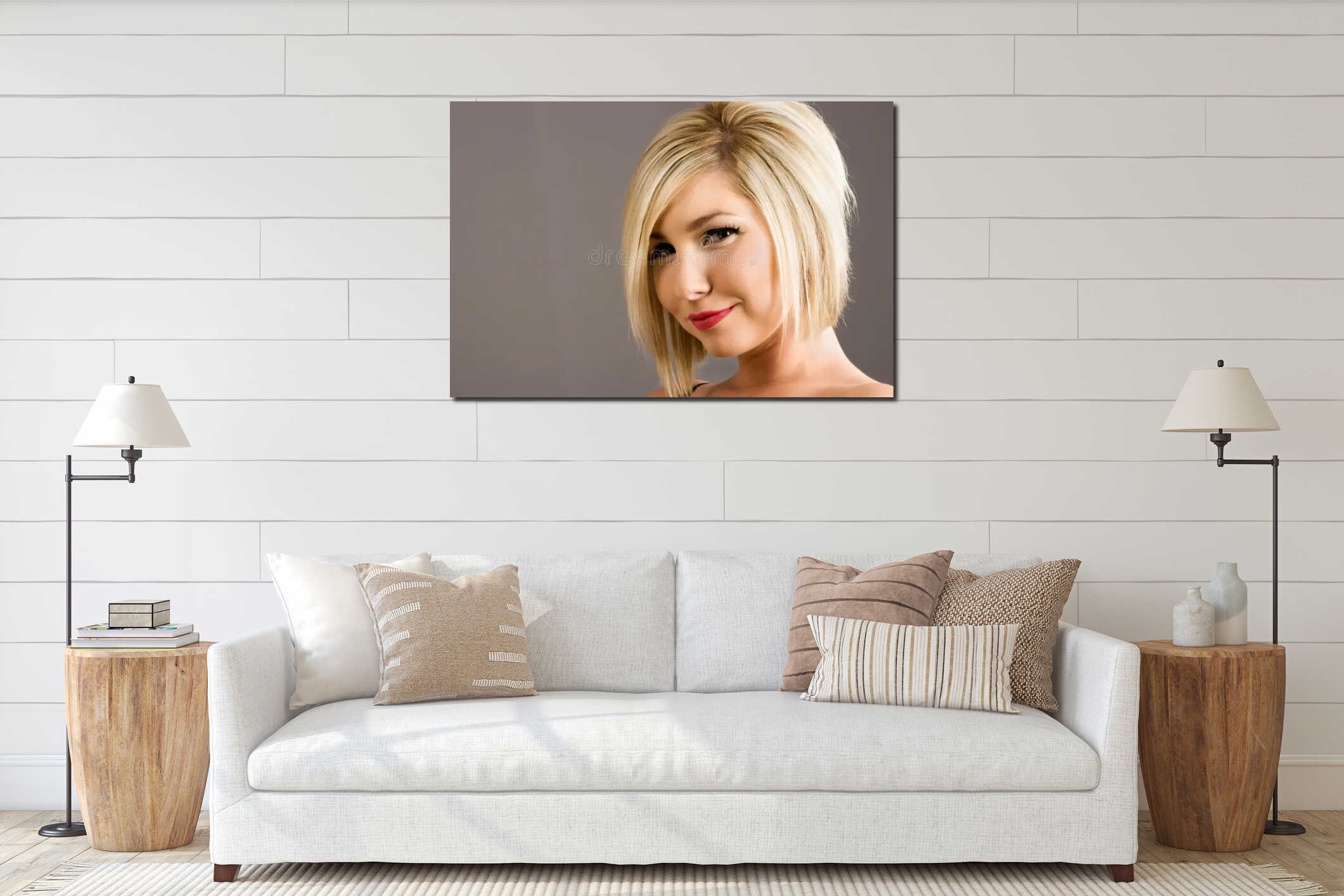 Canvas hanging interior mockup