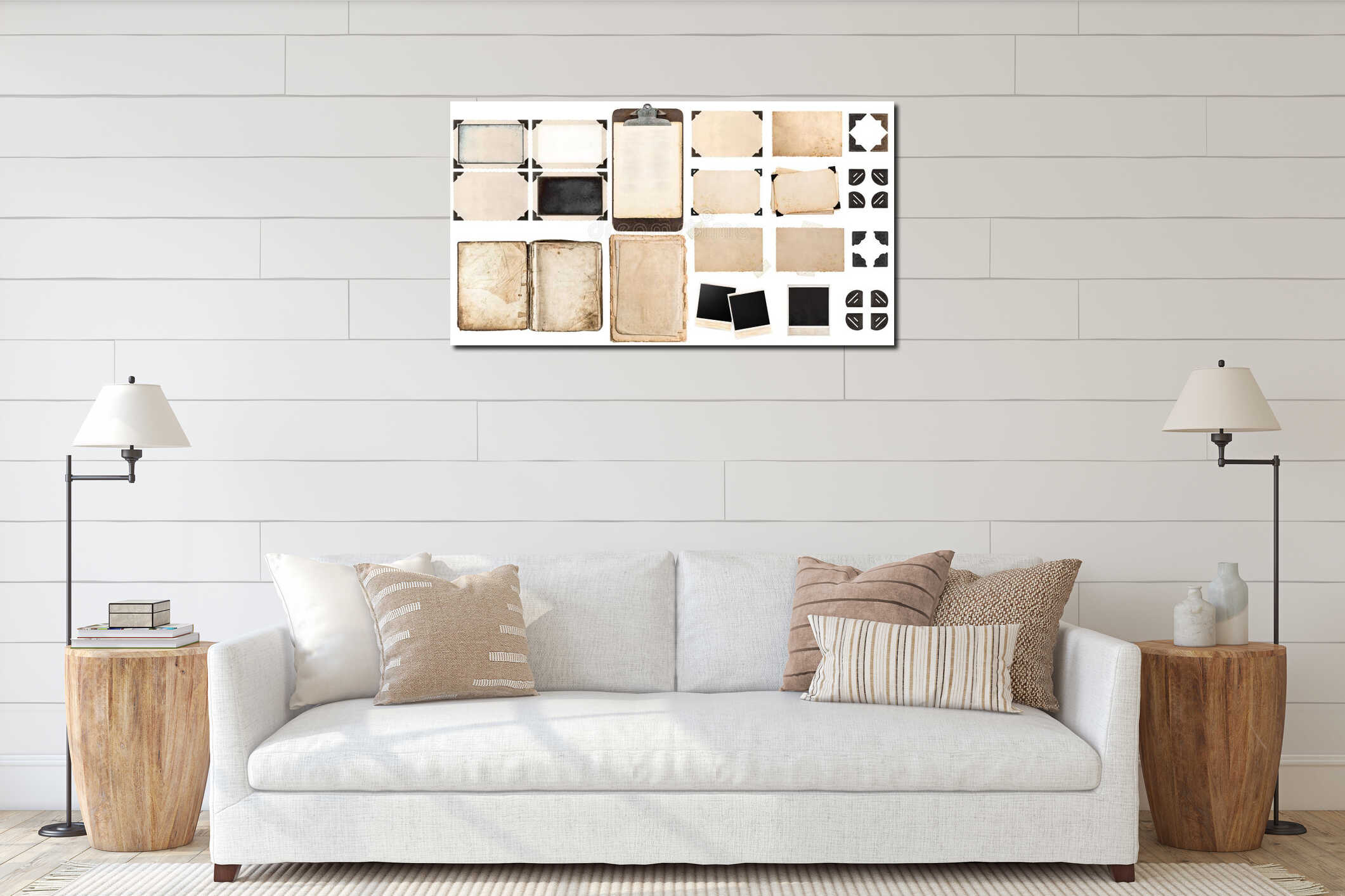 Canvas hanging interior mockup