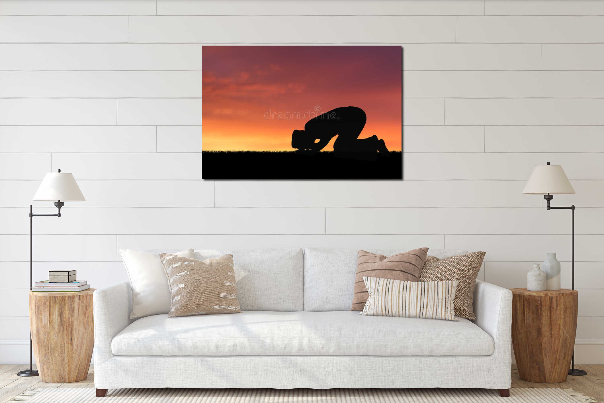 Canvas hanging interior mockup