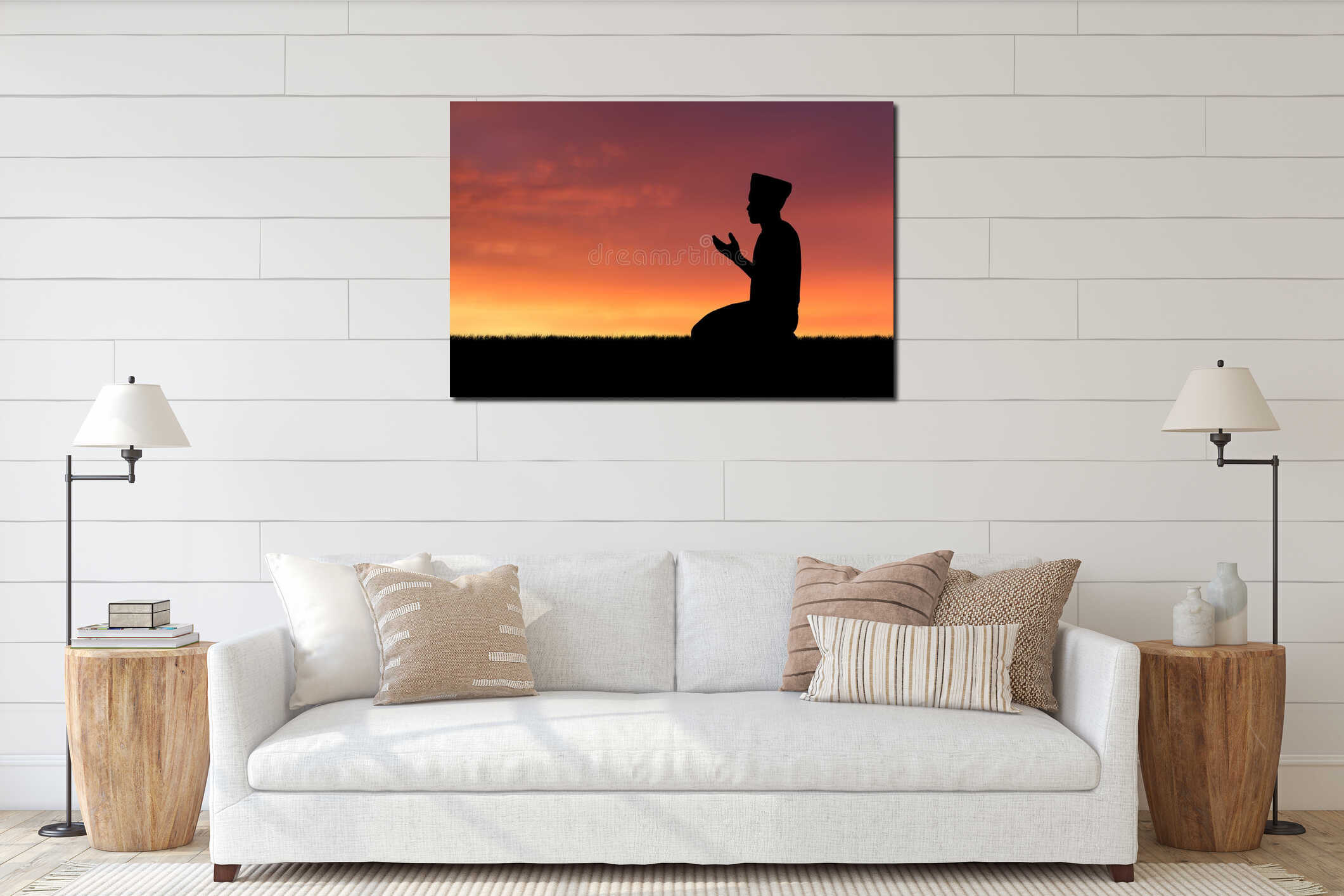 Canvas hanging interior mockup