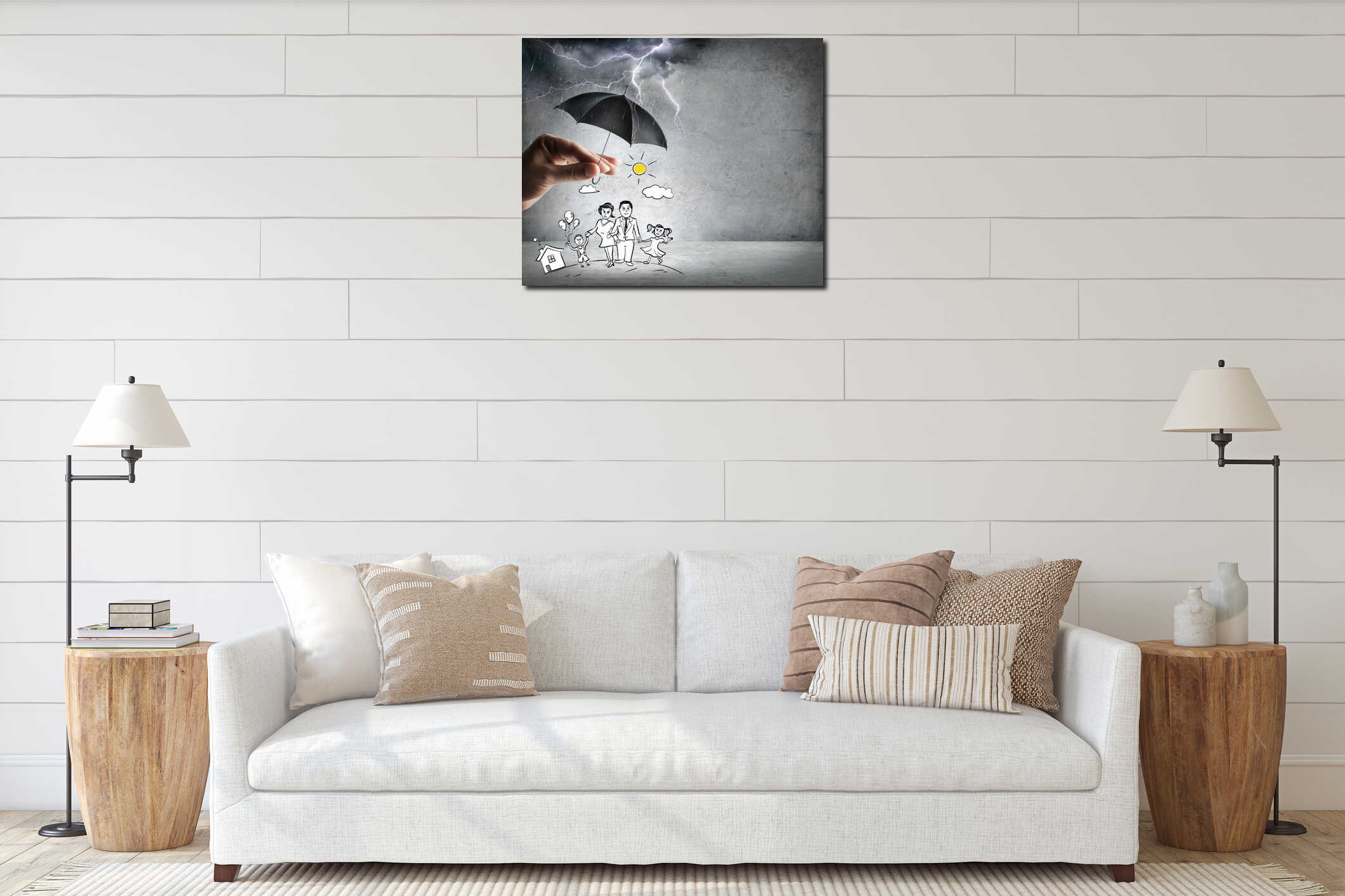 Canvas hanging interior mockup