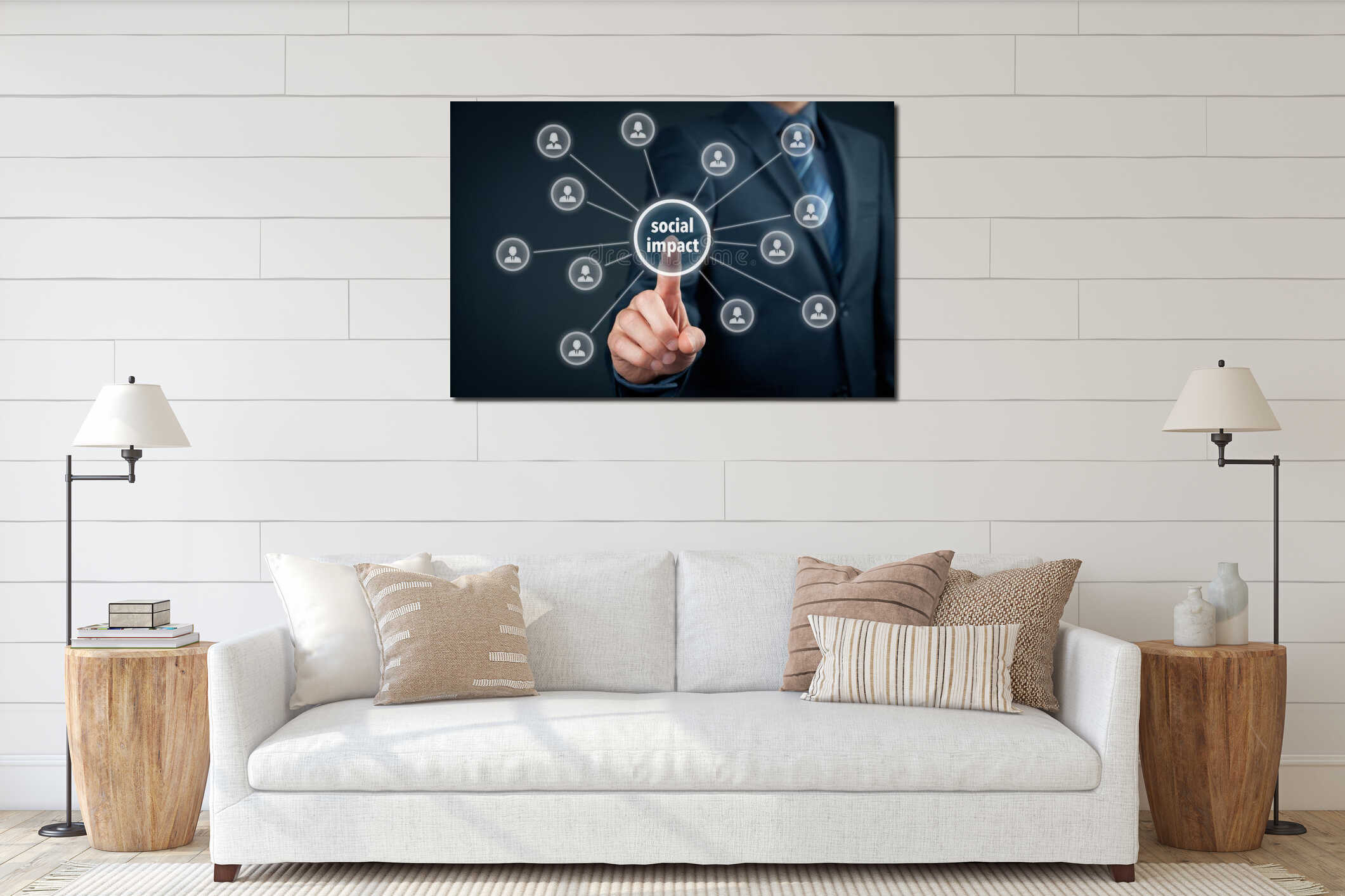 Canvas hanging interior mockup