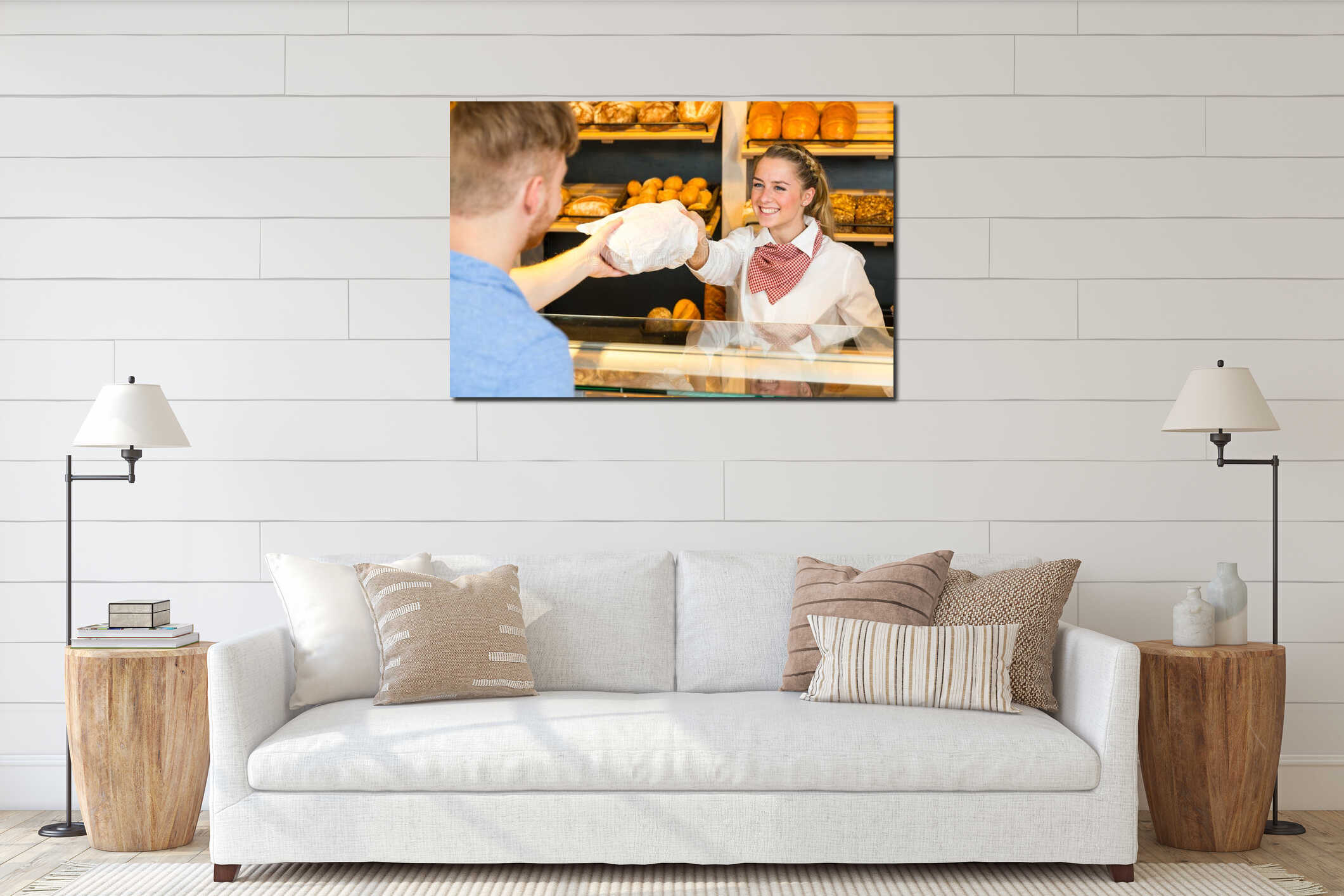 Canvas hanging interior mockup