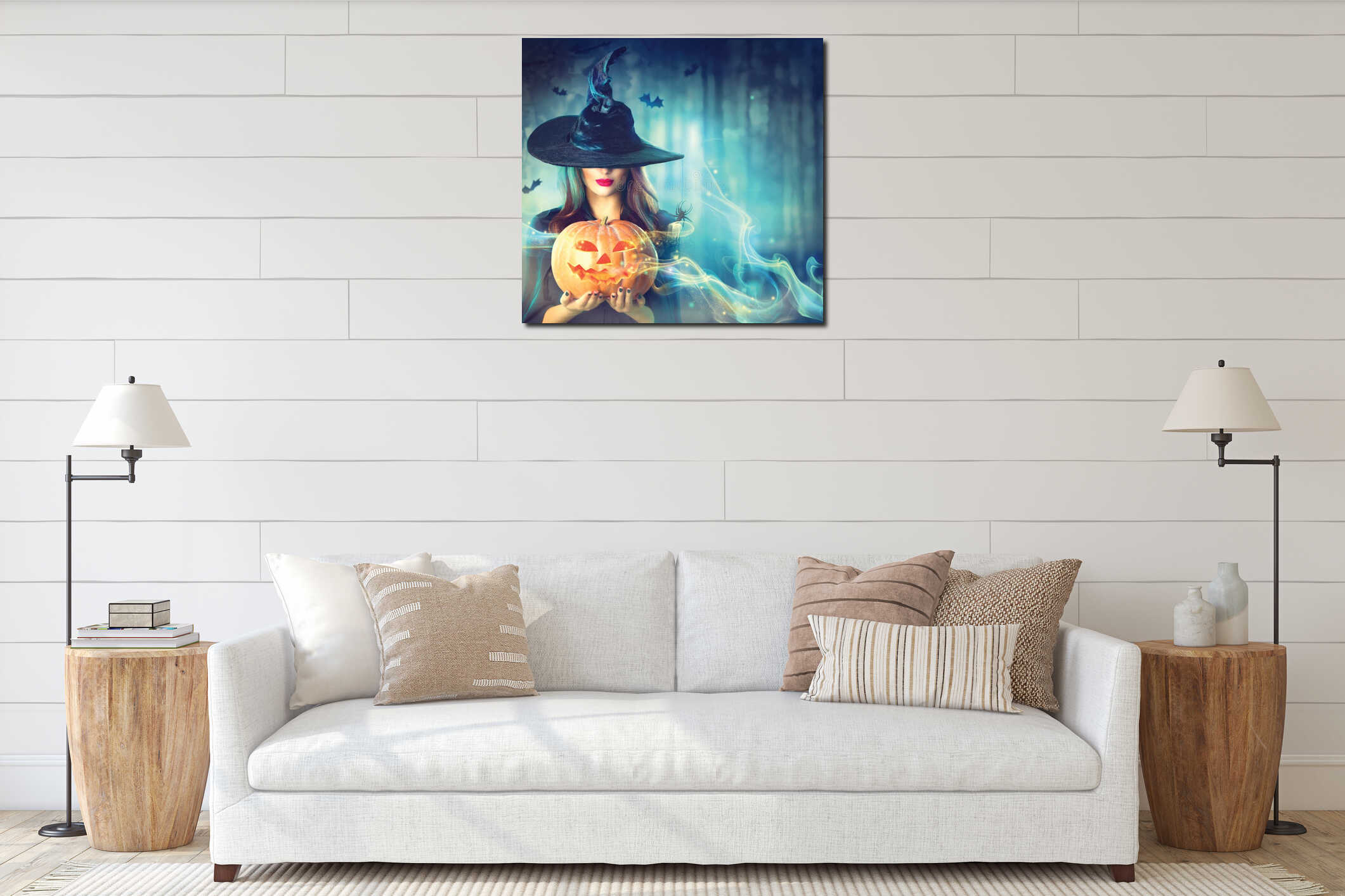 Canvas hanging interior mockup