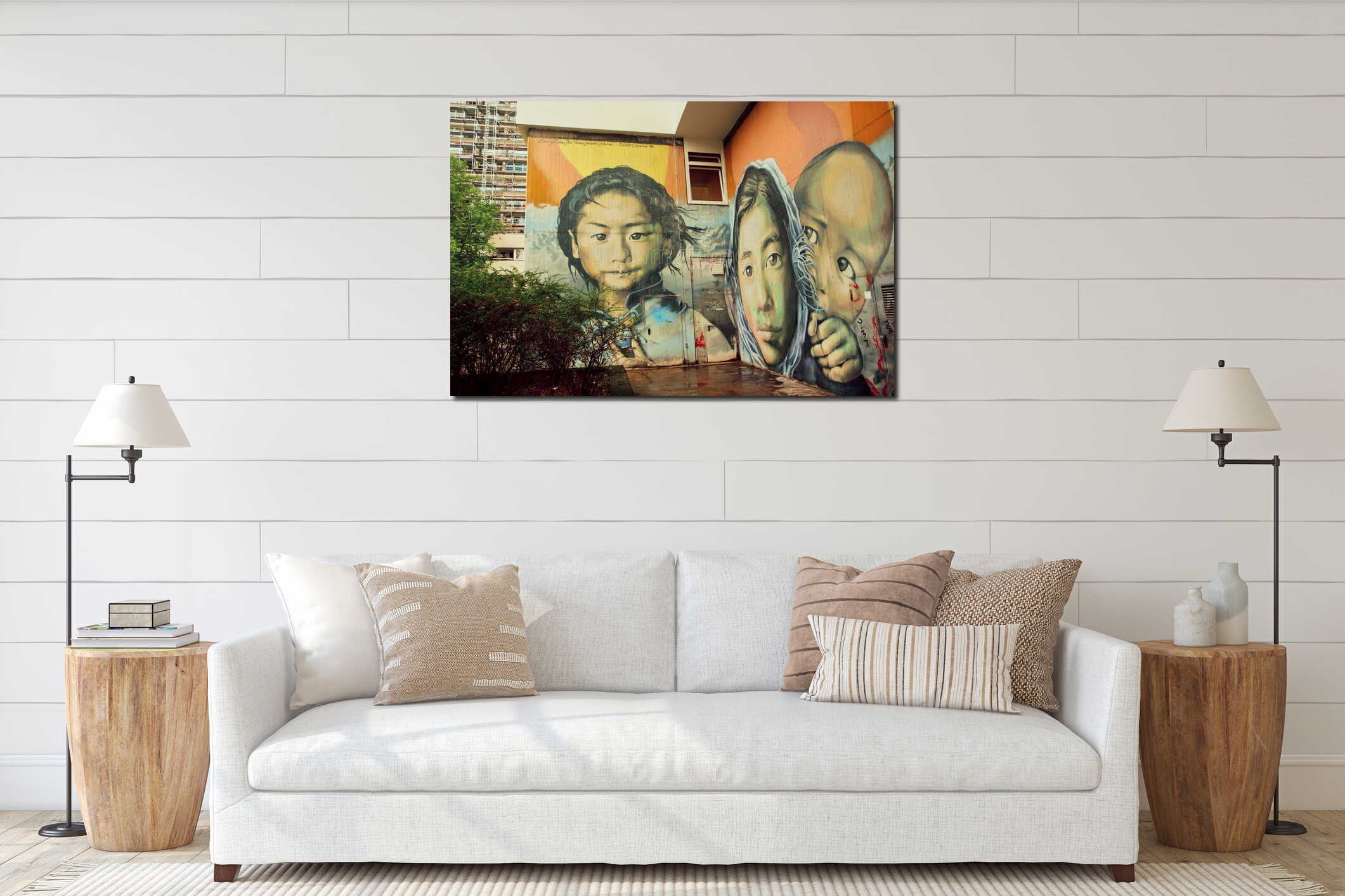 Canvas hanging interior mockup