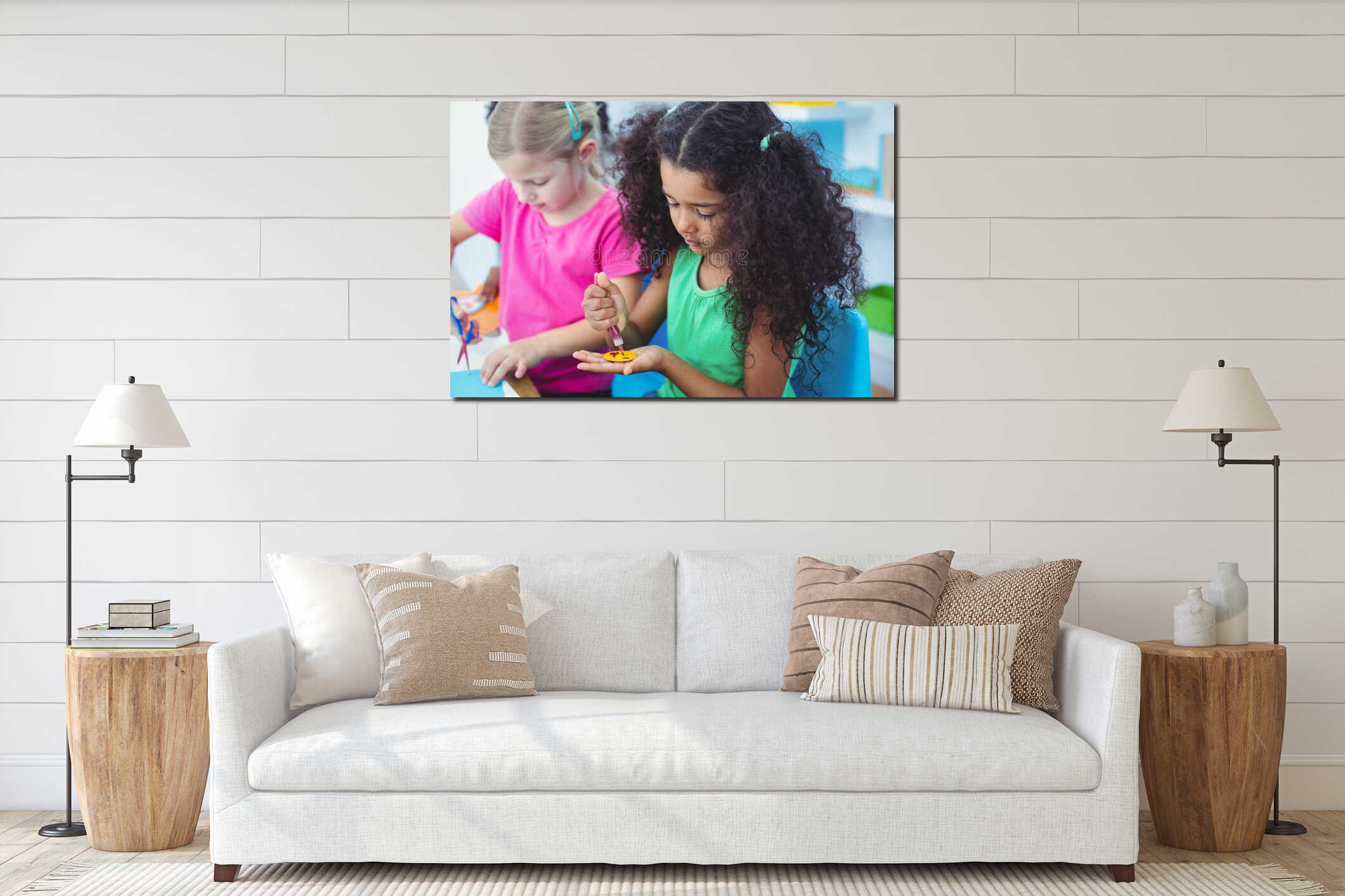 Canvas hanging interior mockup