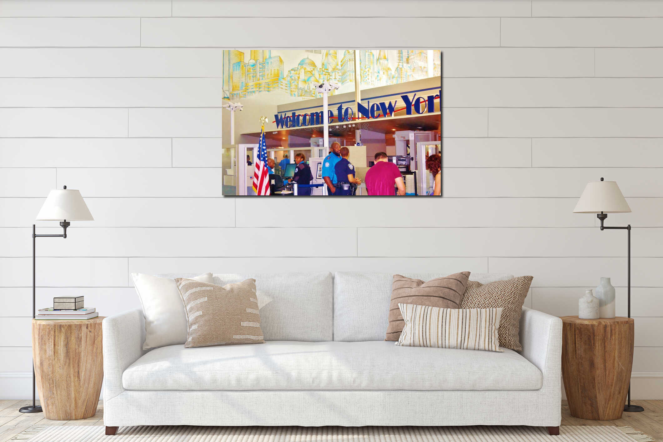 Canvas hanging interior mockup