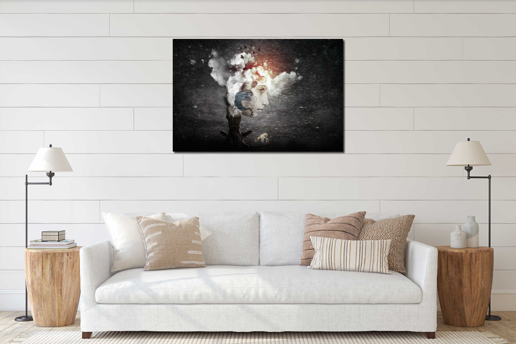 Canvas hanging interior mockup