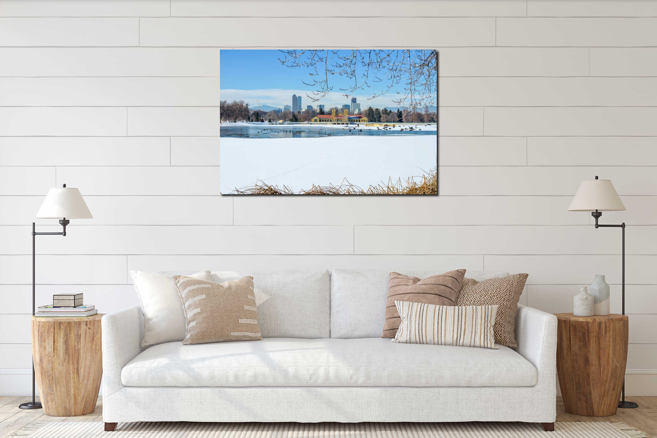 Canvas hanging interior mockup