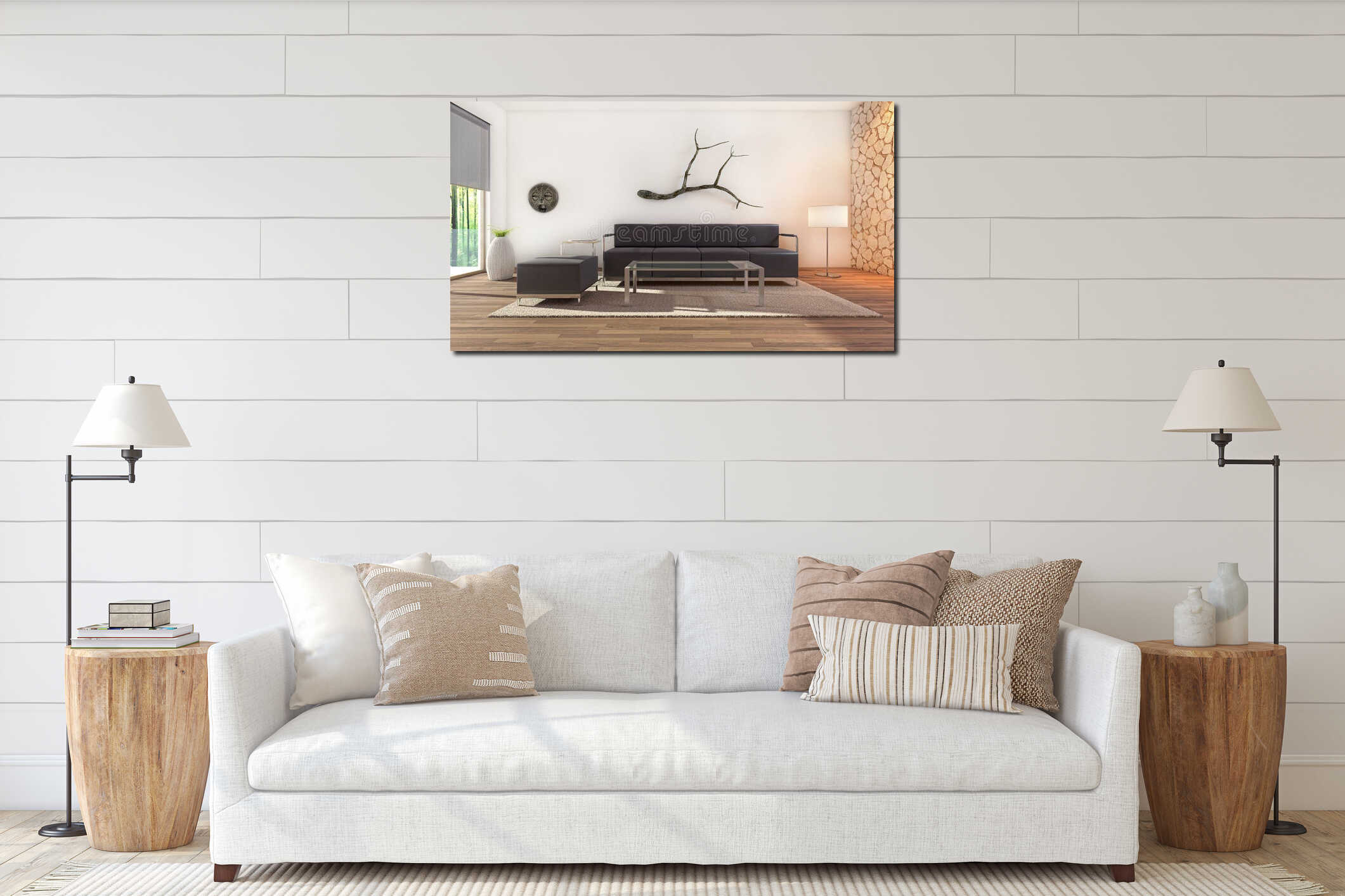 Canvas hanging interior mockup