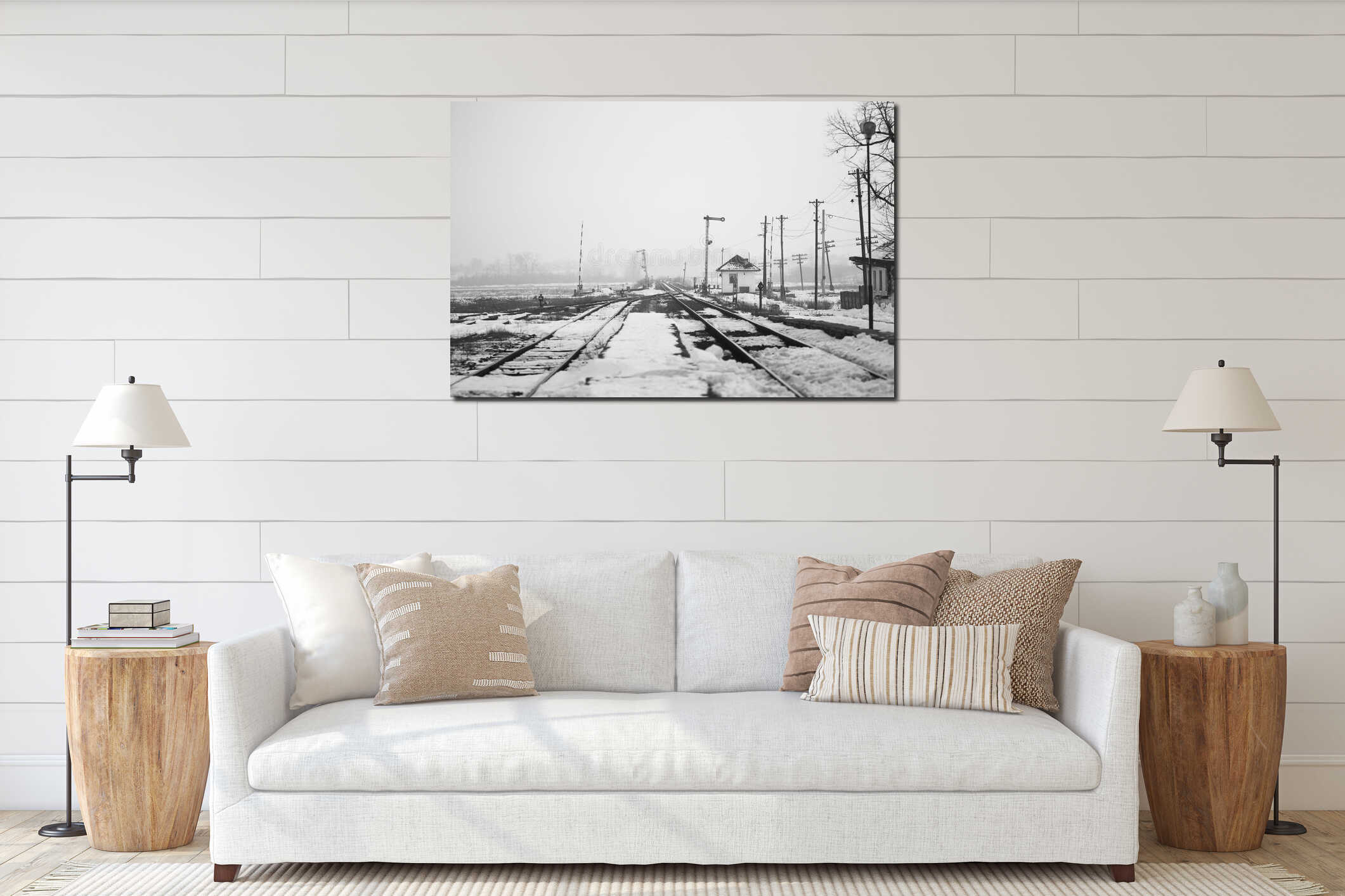 Canvas hanging interior mockup