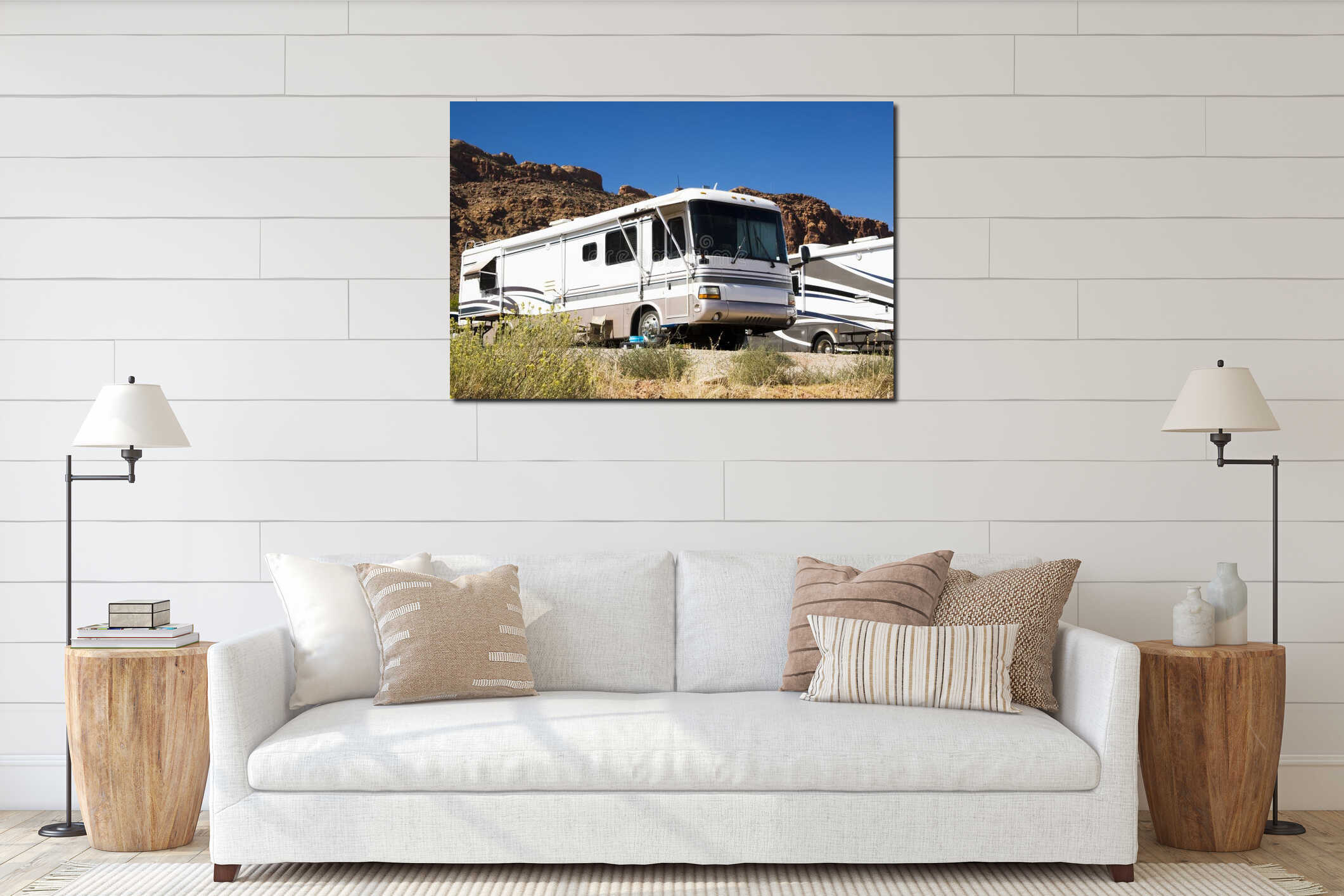 Canvas hanging interior mockup