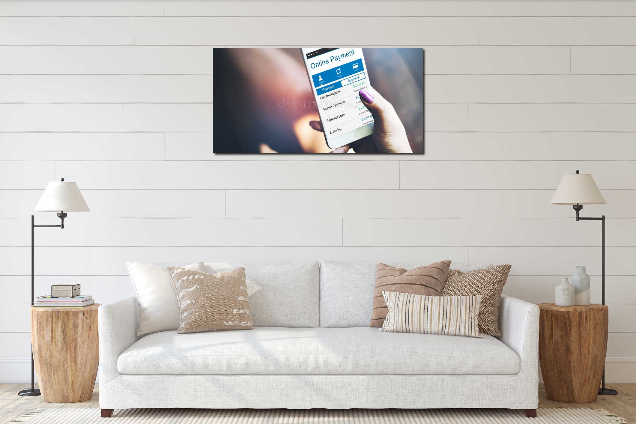 Canvas hanging interior mockup