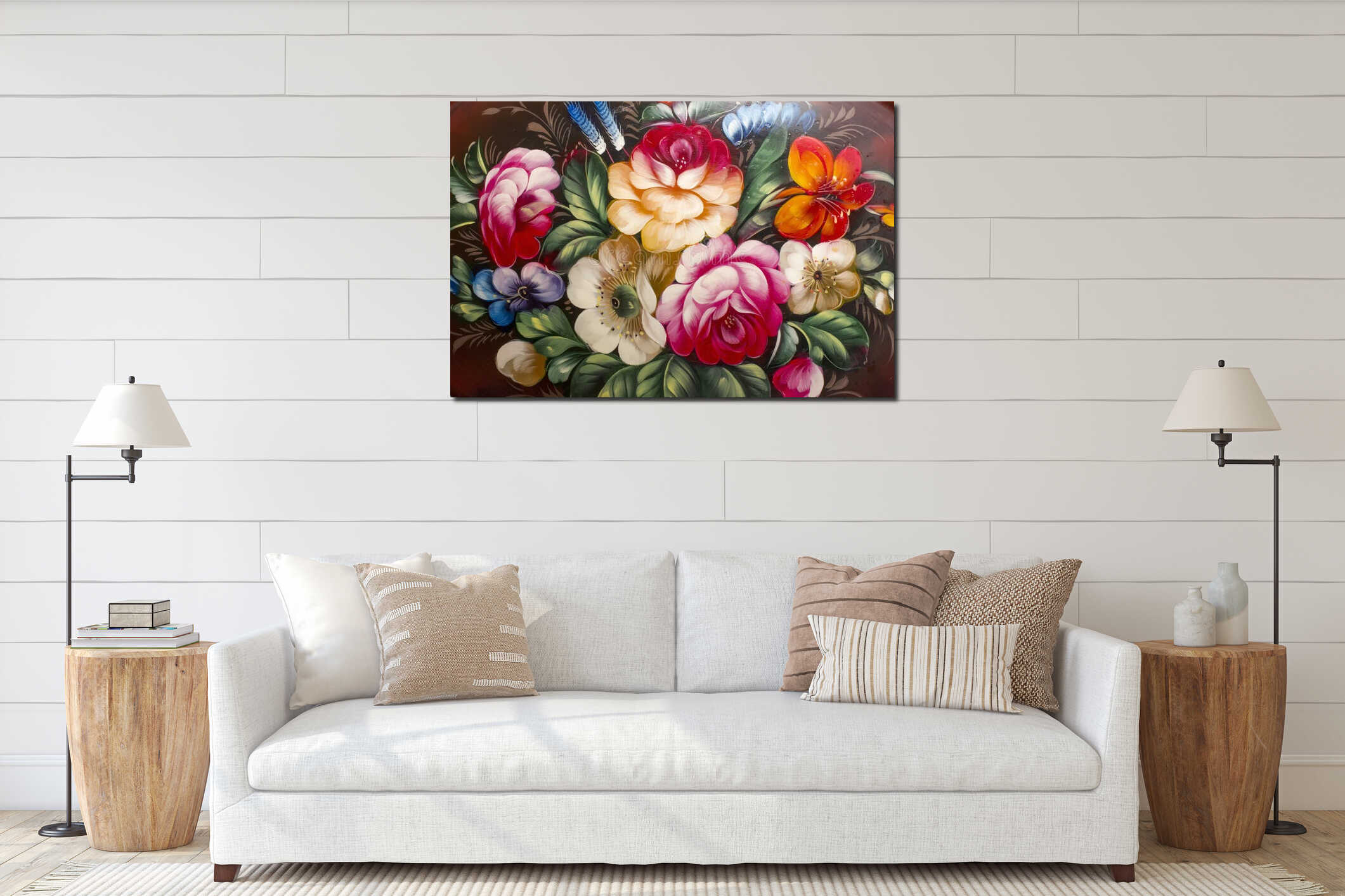 Canvas hanging interior mockup