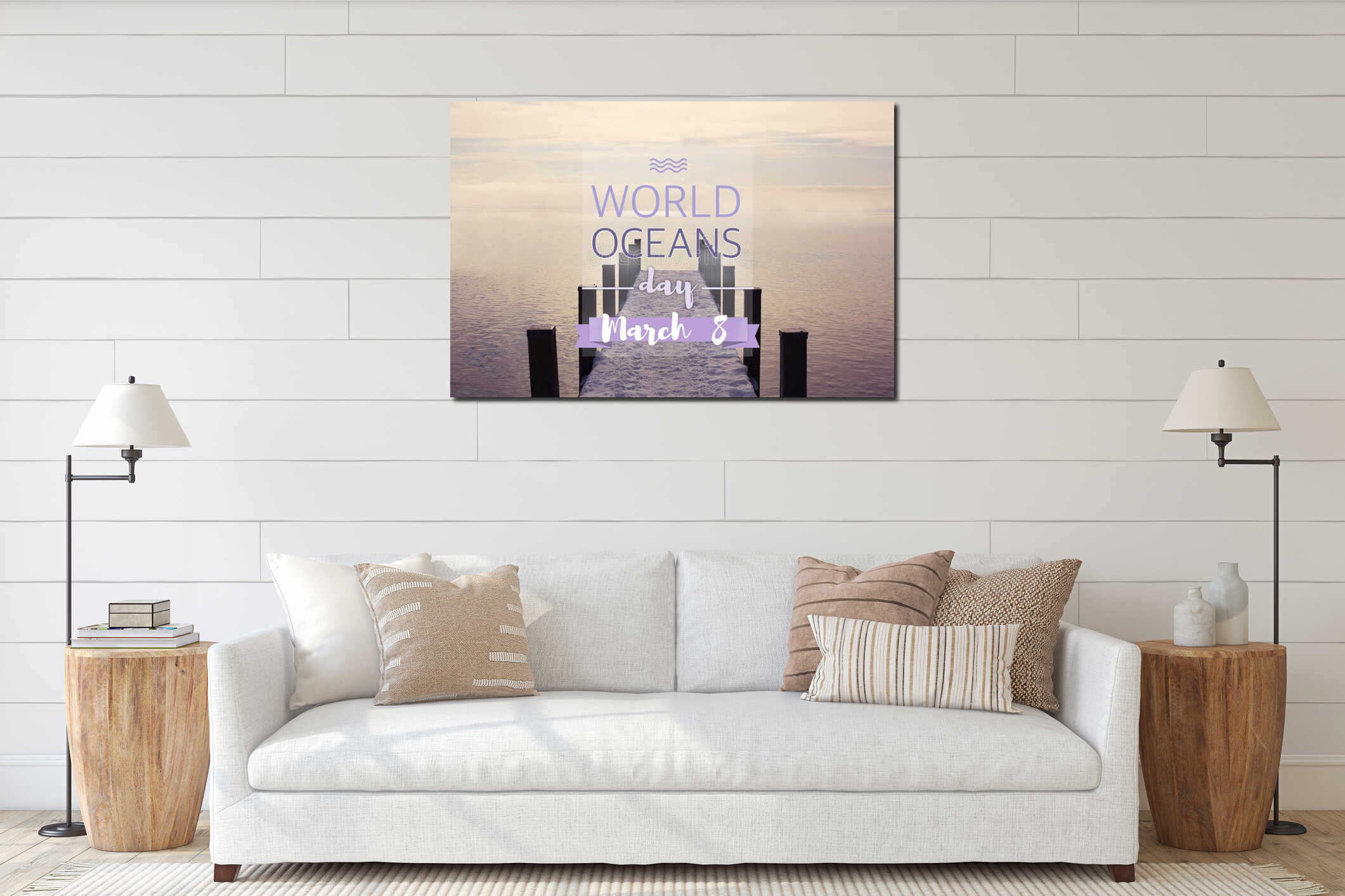 Canvas hanging interior mockup