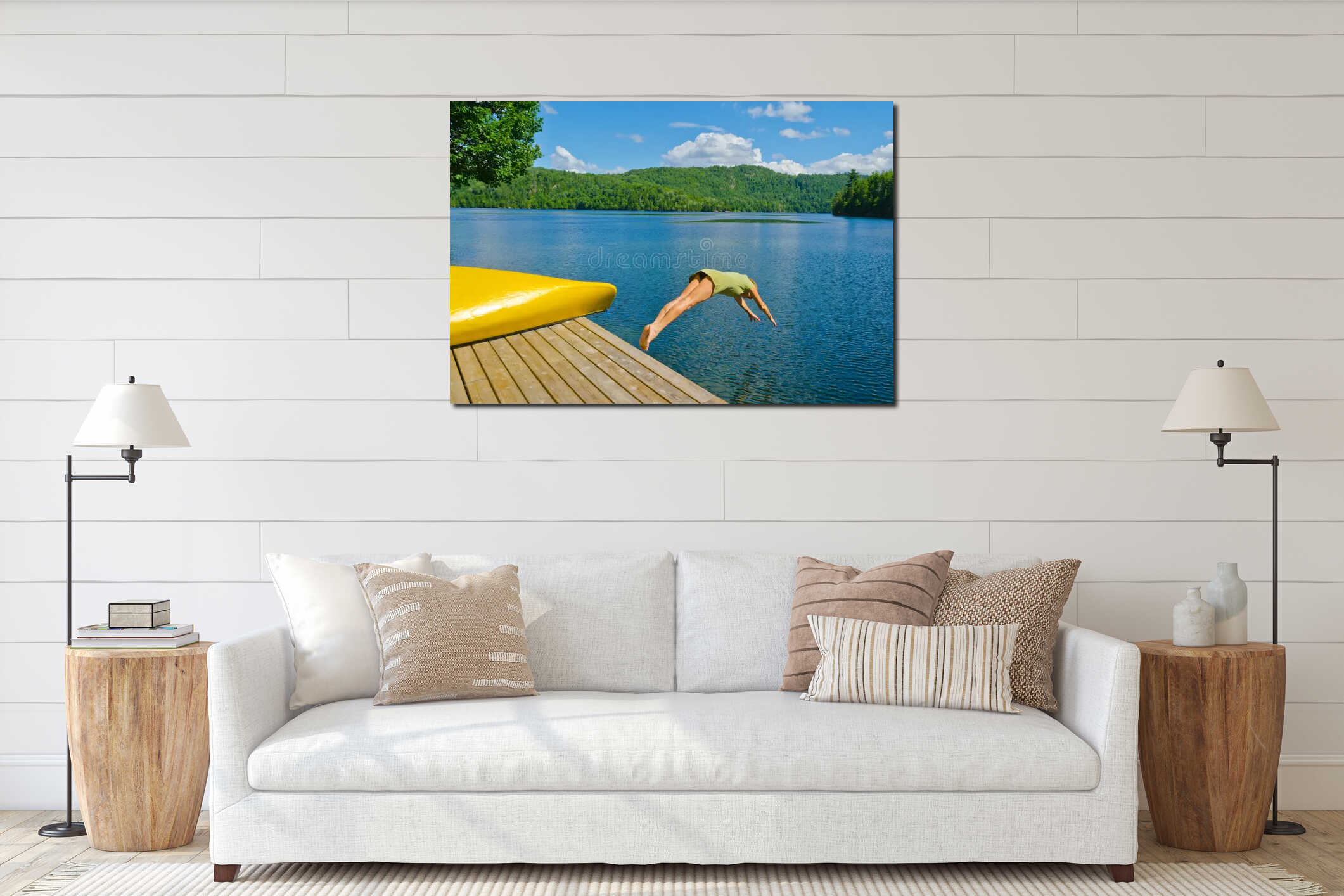 Canvas hanging interior mockup