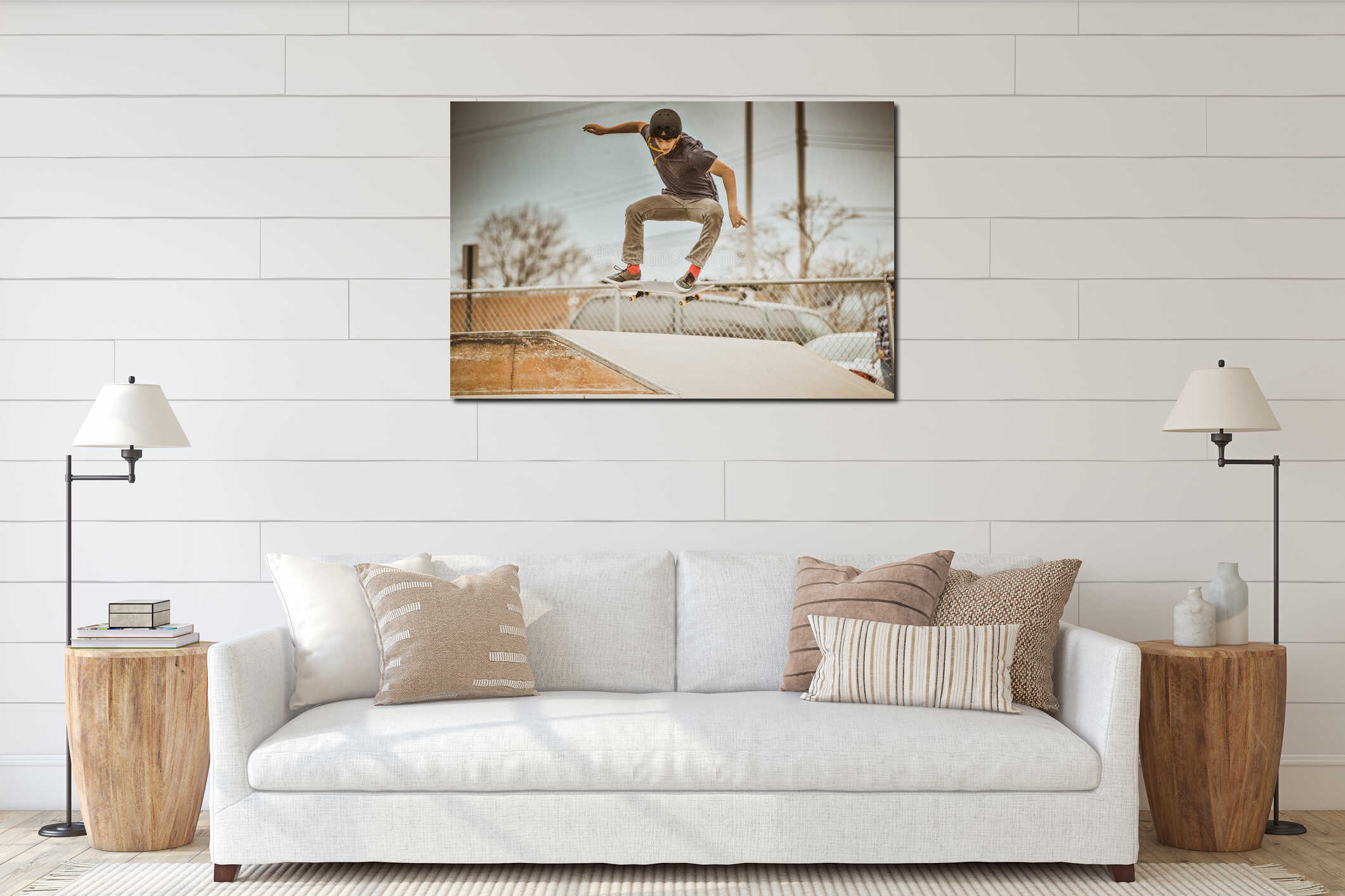 Canvas hanging interior mockup