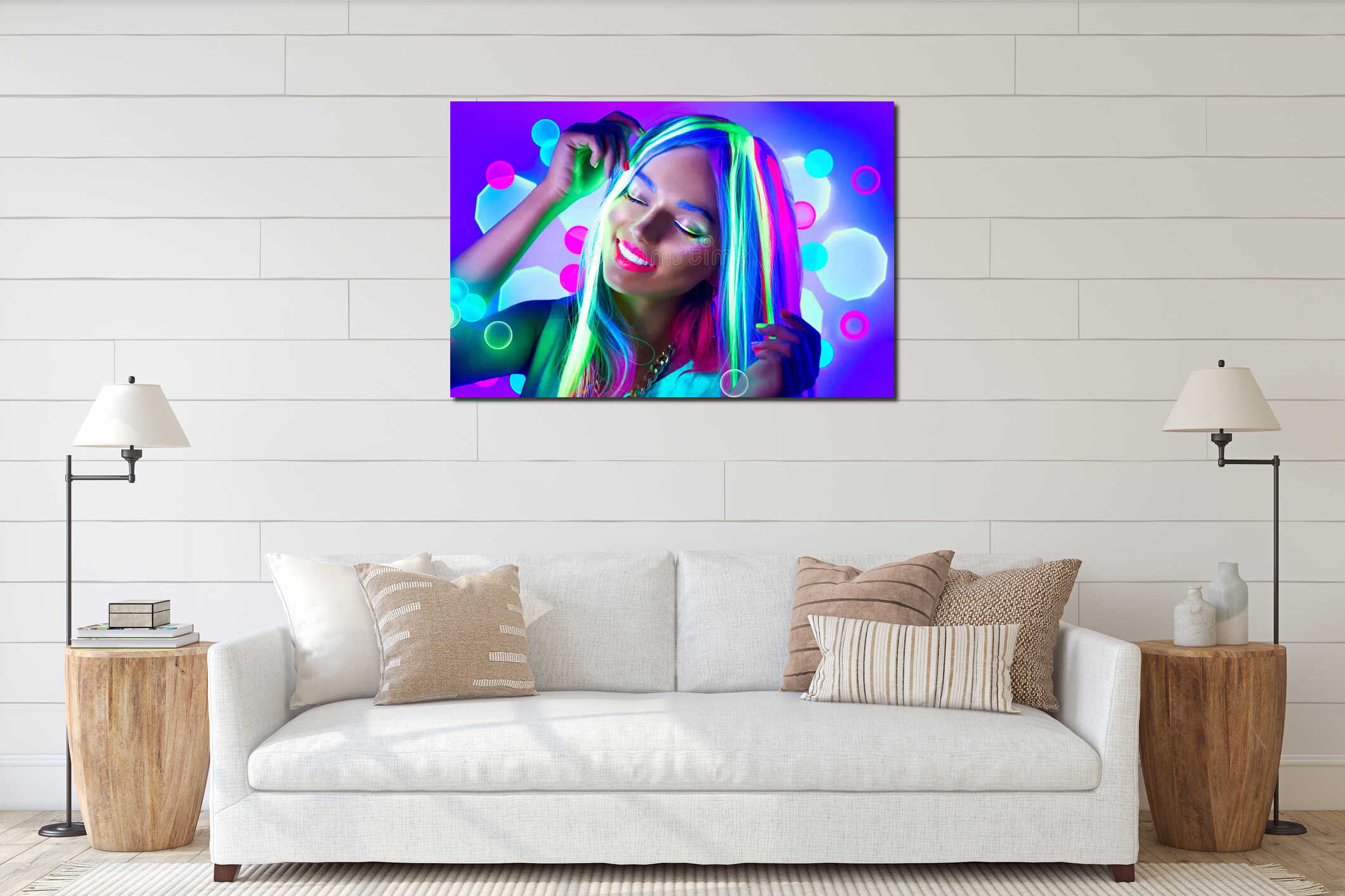 Canvas hanging interior mockup