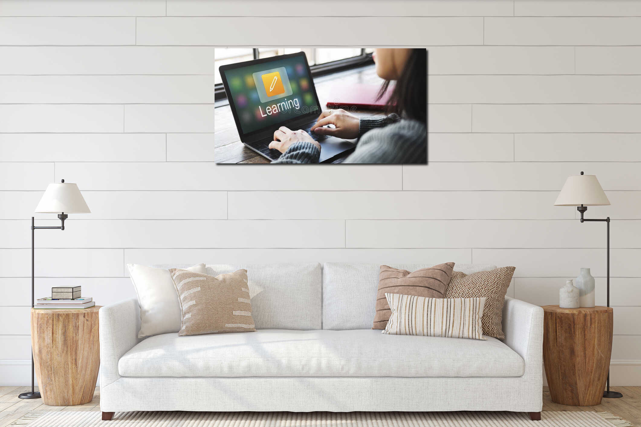 Canvas hanging interior mockup