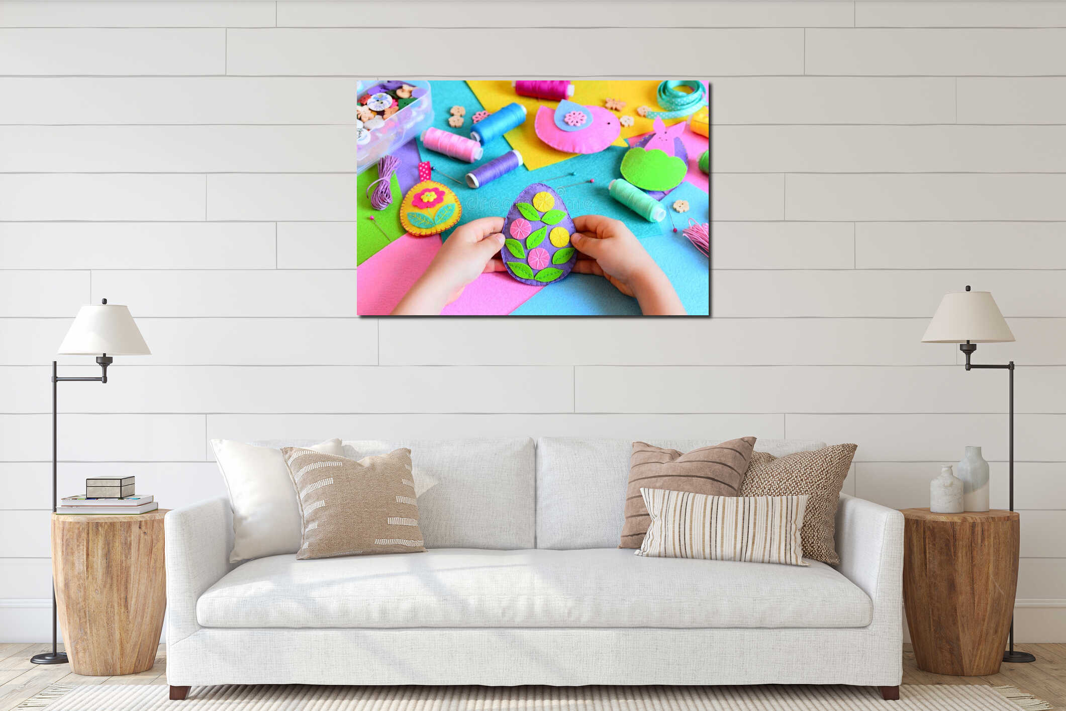 Canvas hanging interior mockup