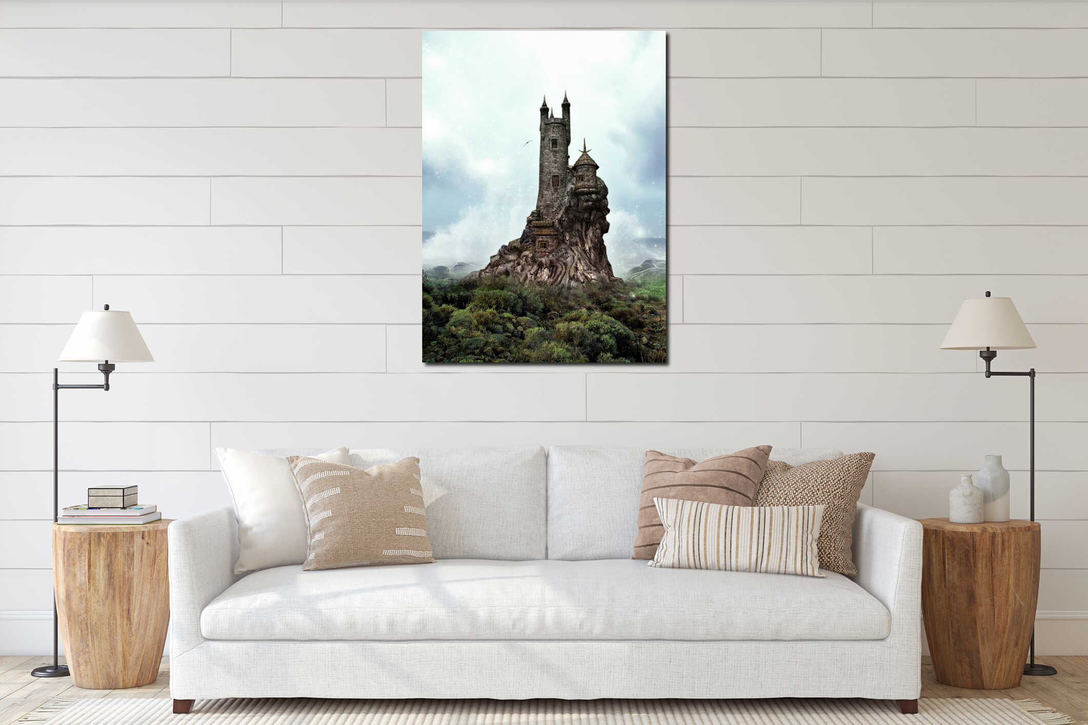 Canvas hanging interior mockup