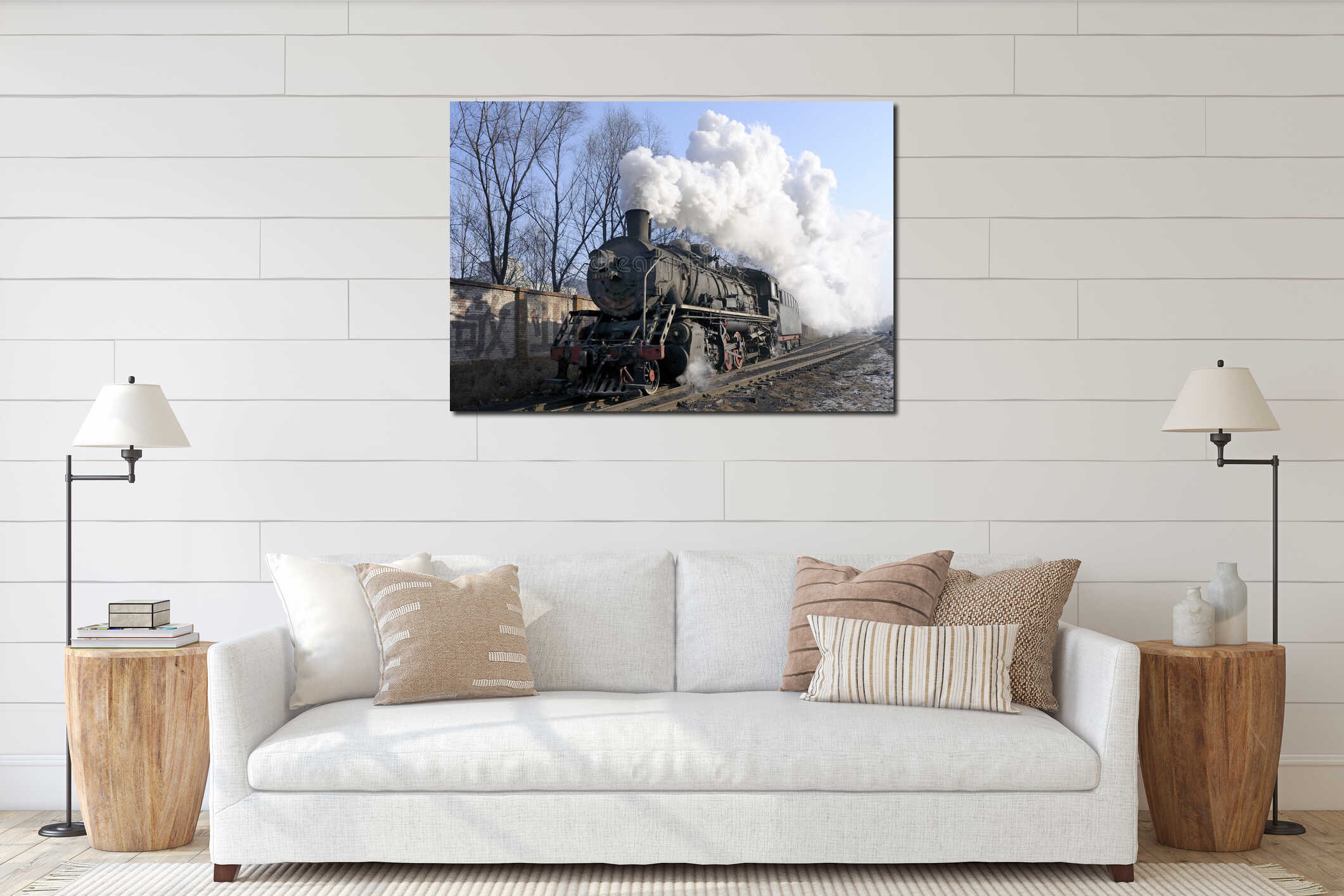 Canvas hanging interior mockup