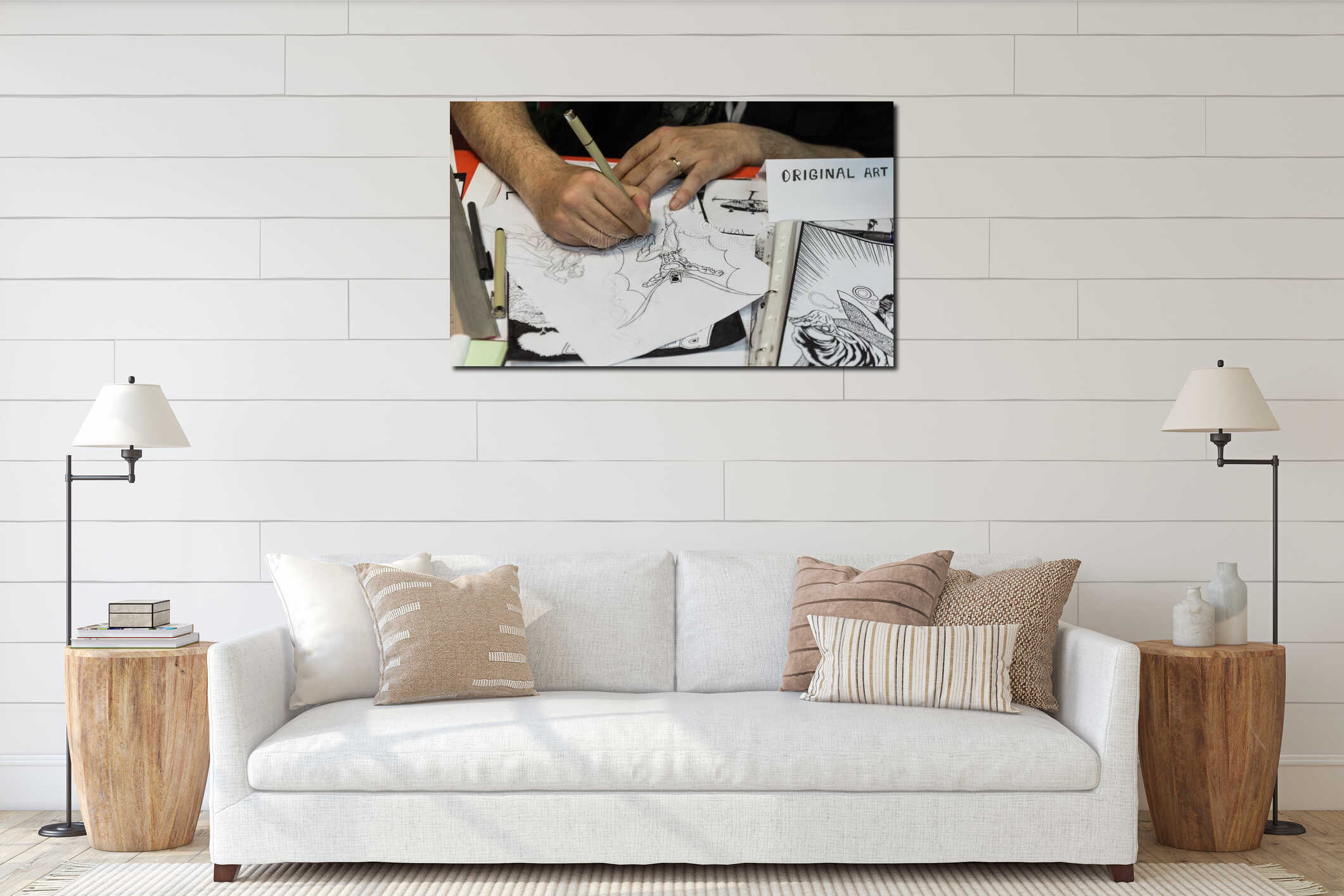 Canvas hanging interior mockup