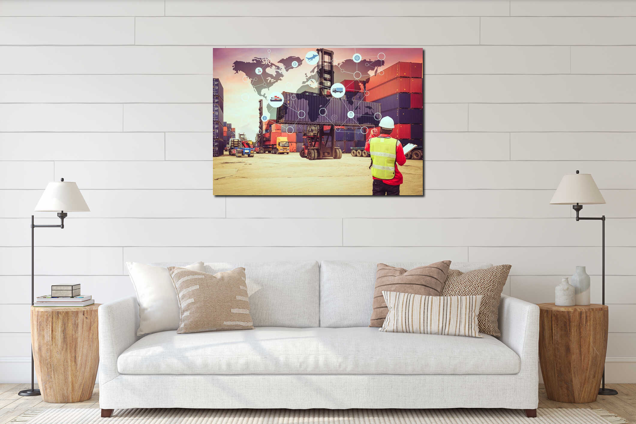 Canvas hanging interior mockup