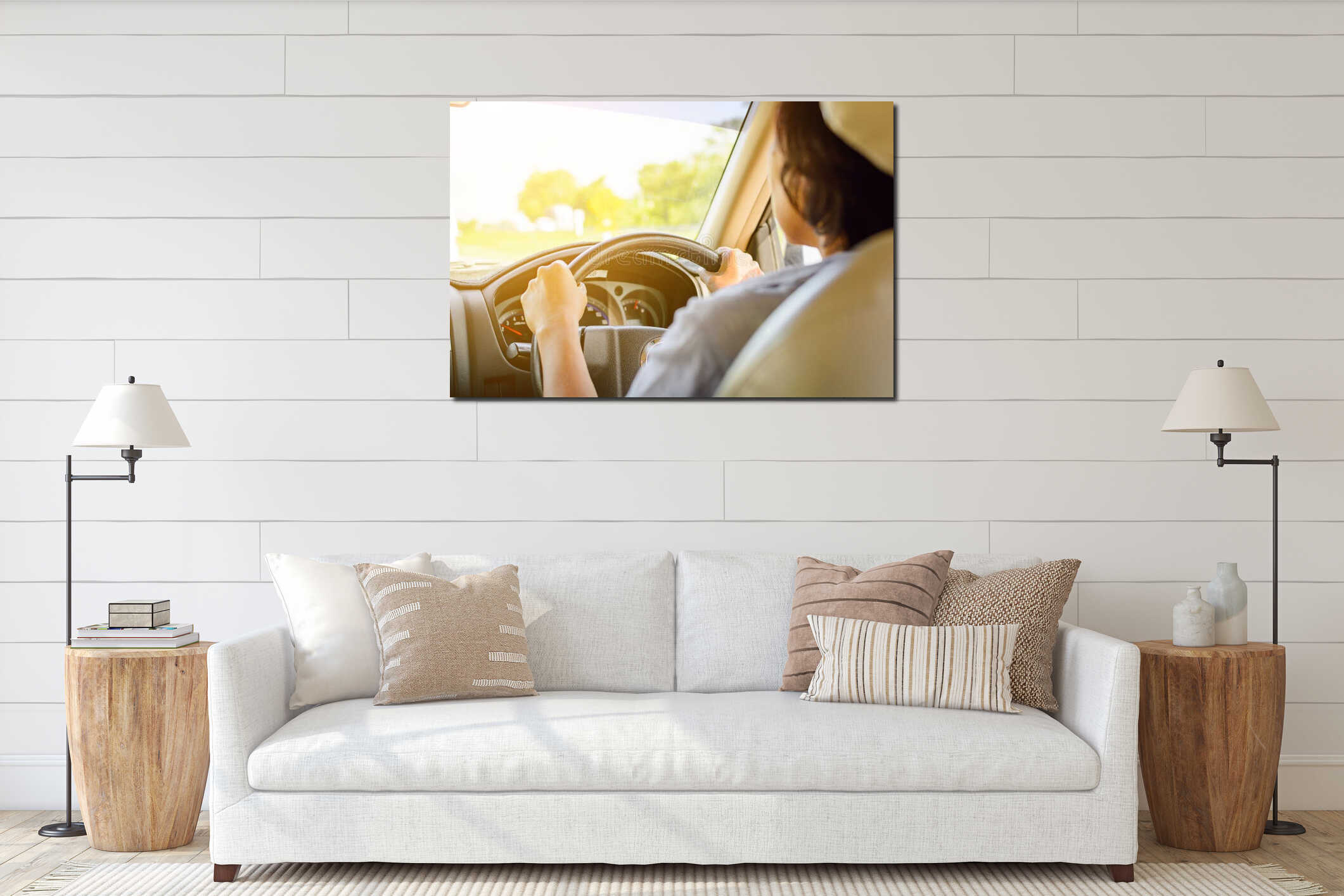 Canvas hanging interior mockup