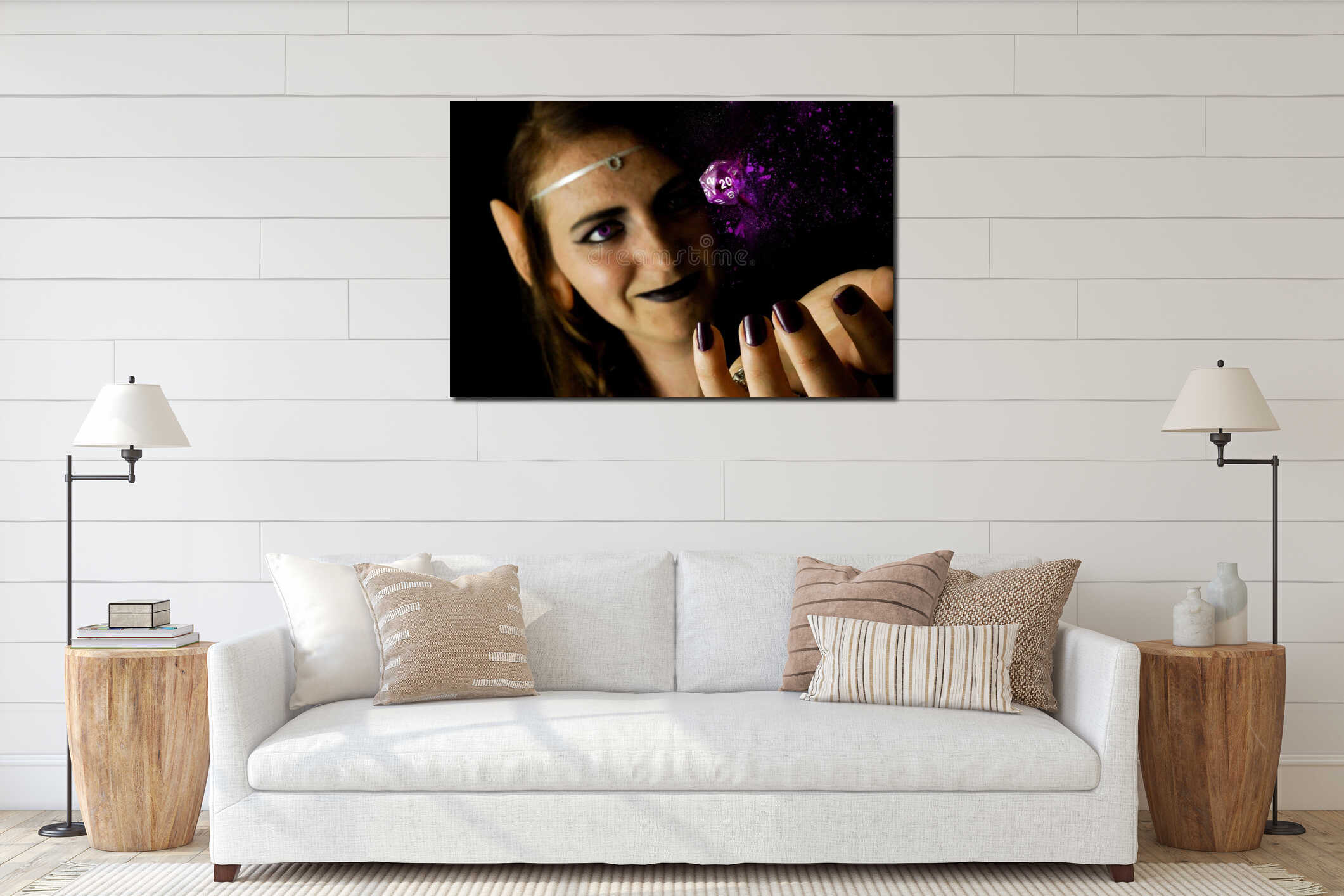 Canvas hanging interior mockup