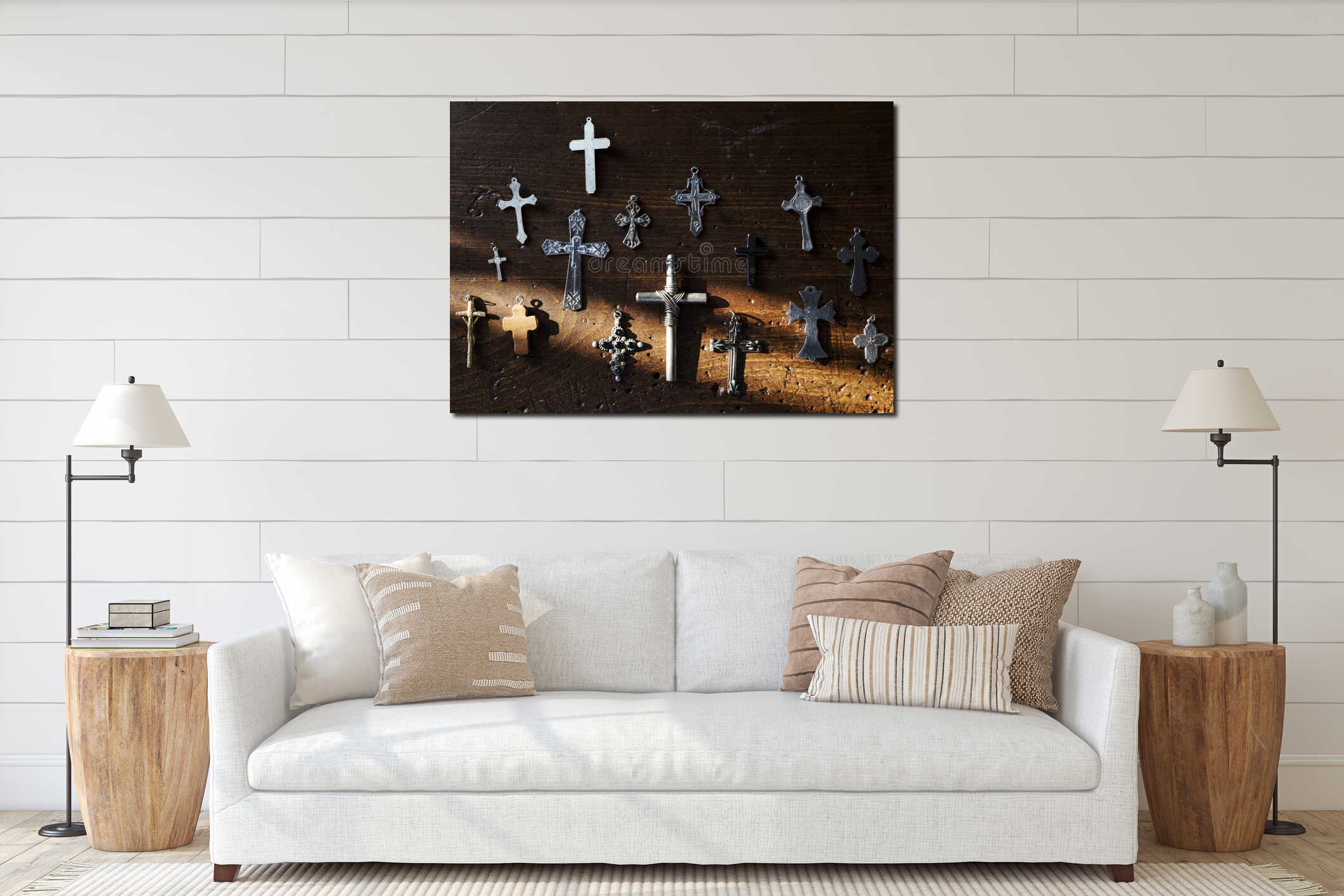 Canvas hanging interior mockup