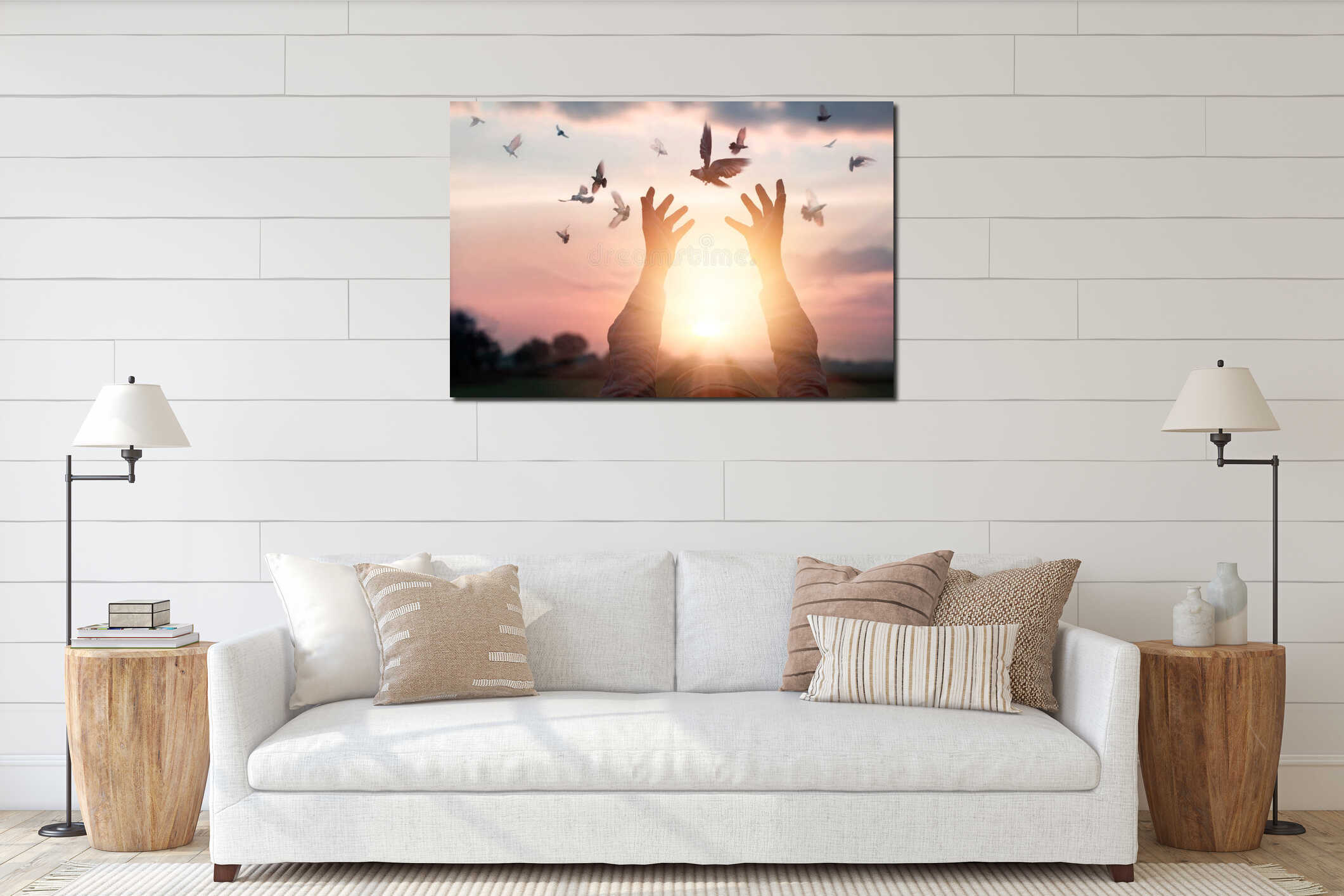 Canvas hanging interior mockup
