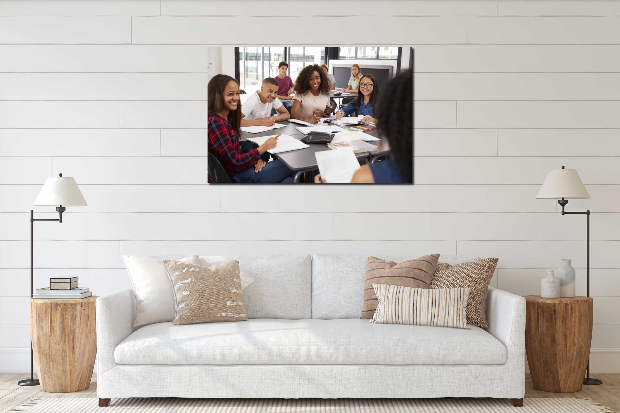 Canvas hanging interior mockup